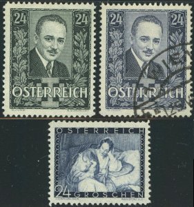 Austria #374-375 Engelbert Dollfuss #376 Mother & Child Postage Stamps Used MLH