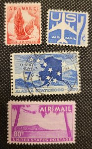 USA, 1952-58, Airmail, # C-46,50-51,53, mixed MH & used, SCV$5.30