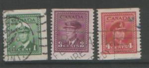 Canada 1943 booklet stamps SG394/396 used