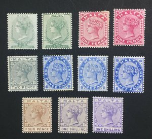 MOMEN: MALTA SG #20-29 1885 MINT OG H £320 LOT #60534