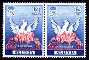 St.Lucia 1951 Sc#151 RECONSTRUCTION OF CASTRIES Pair MNH