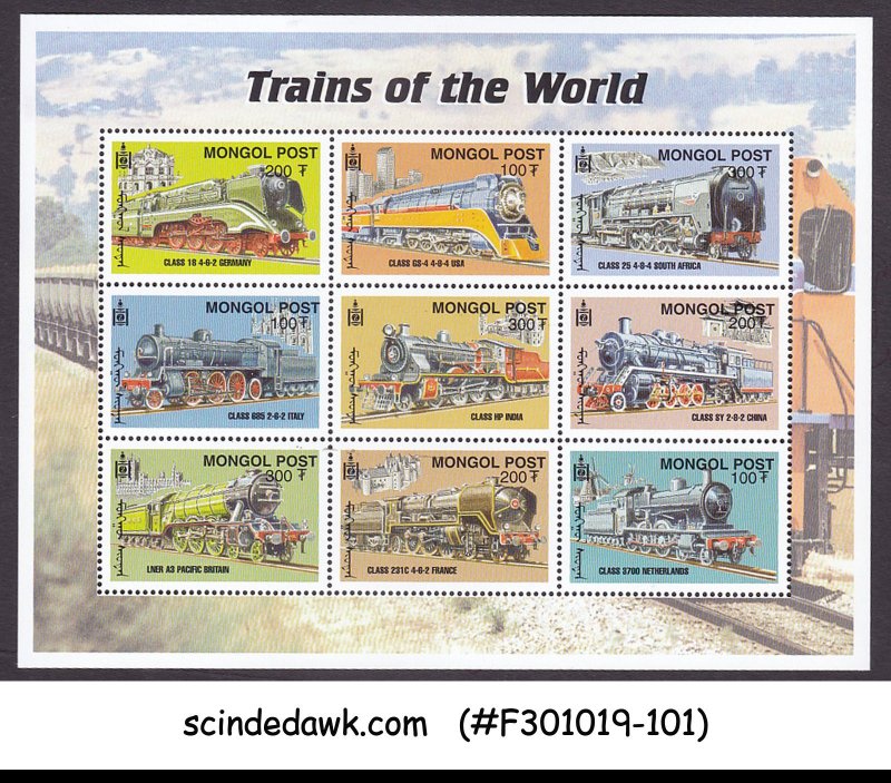 MONGOLIA - 2000 TRAINS OF THE WORLD / RAILWAY - MIN. SHEET MNH