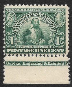 Doyle's_Stamps: 1907 MNH F/VF 1c Captan John Smith Issue, Scott  #328**