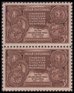 US 972 Indian Centennial 3c vert pair MNH 1948