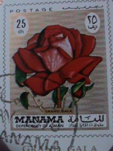 ​MANAMA-1970 WORLD FAMOUS ARTS-PAINTING-THE ROSE-CTO IMPERF-S/S VF-LAST ONE
