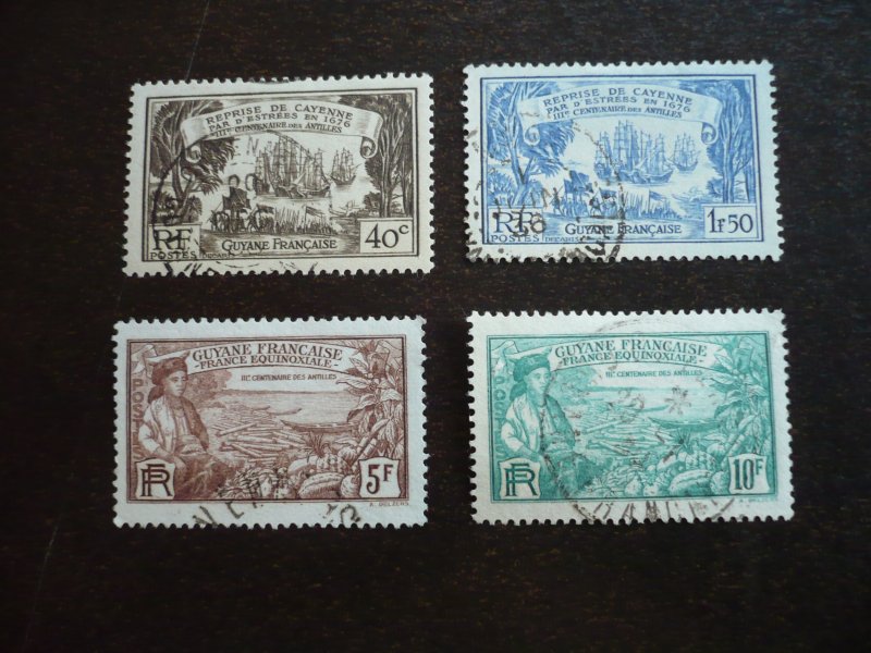 Stamps - French Guiana - Scott# 156,158,160,161 - Used Part Set of 4 Stamps