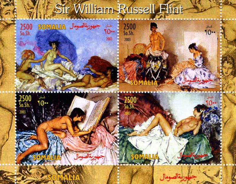 Somalia 2003 SIR WILLIAM RUSSELL FLINT Nudes Painting Sheet Perforated Mint (NH)