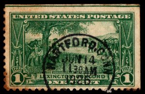 U.S. Scott #617: 1925 1¢ Lexington-Concord, Used, VF, corner