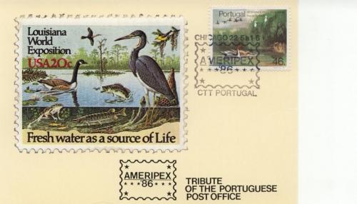 1986 Portugal Ameripex 86 Chicago Nature DateCard