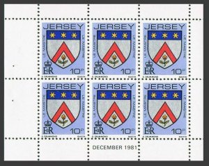 Jersey 256a pane,MNH.Michel 252 H-b. Family's Arms,1981.Le Maistre.