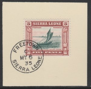 SIERRA LEONE 1933 WILBERFORCE 5d on piece with MADAME JOSEPH  POSTMARK