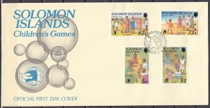 Solomon Is., Scott cat. 648-651. Children`s Games issue. First Day Cover. ^