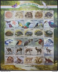 QW08 IMPERF 2013 NIGER BIRDS WILD CATS TURTLES ANIMALS FAUNA ! UNIQUE SH MNH