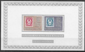 Norway Norge 1972 100 ann of Post horn definitives stamps block MNH