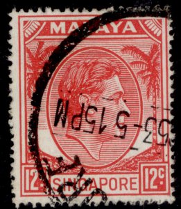 SINGAPORE GVI SG22a, 12c scarlet, FINE USED. Cat £22.