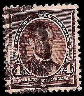 # 222 BLACKISH BROWN USED CANCEL ABRAHAM LINCOLN