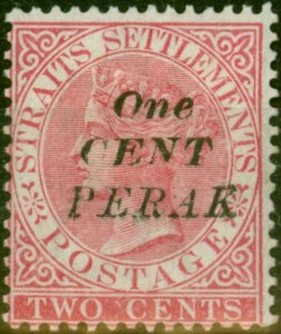 Perak 1889 1c on 2c Bright Rose SG39 Type 36 Fine MM