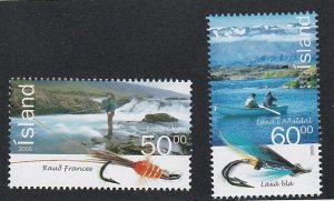 Iceland # 1052-1053 Salmon Fishing, Mint NH, 1/2 Cat