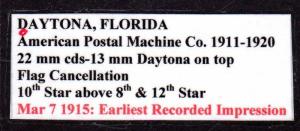 $Florida Machine Cancel Cover, Daytona, 12/19/1913, latest recorded impression