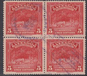 El Salvador #577 Used  Block of Four