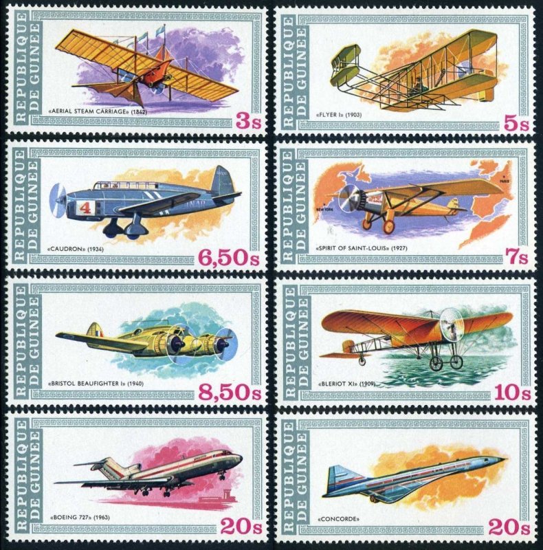 Guinea 774-781, hinged. Michel 850-857. Aviation retrospect, 1979.