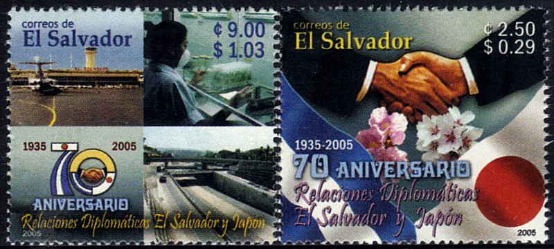 EL SALVADOR-JAPAN DIPLOMATIC RELATIONS Sc 1637-1638 SET of 2 MNH 2005