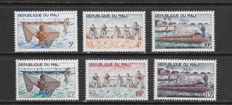 FISH - MALI #88-93  FISHING METHODS  MNH