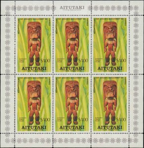 Aitutaki #160-162, Complete Set(3), Sheets of 6, 1978, Never Hinged