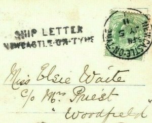 NORWAY Cover Sundal Postcard GB Huddersfield NEWCASTLE SHIP LETTER 1911 Q115a