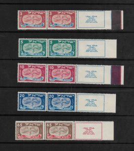 Israel: Sc # 11-14, MNH Pairs w/Tabs (55421)