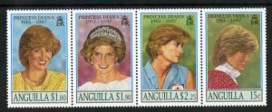 ANGUILLA 969 S/S MNH (STRIP OF 4) SCV $11.00 BIN $6.50 ROYALTY