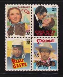 1990 CLASSIC FILMS Sc 2448a MNH GWTW, Wizard of Oz, Beau Geste, Stagecoach