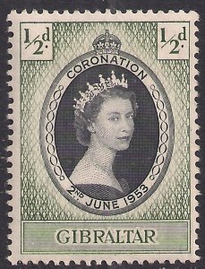 Gibraltar 1953 QE2 1/2d Coronation MM SG 144 ( E236 )