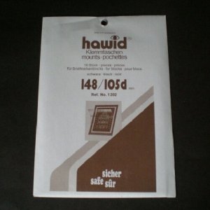 Hawid Stamp Mounts Size 148 / 105d BLACK Background Pack of 10