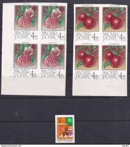 Hungary Imperf Block of 4/single Imperf MNH fruits 16133