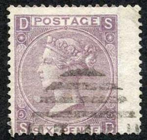 SG96 6d Deep Lilac Plate 5 wmk Emblems Fine used