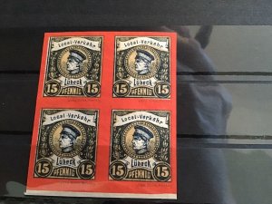 Lubeck private post rare imperf    Stamps block R23032