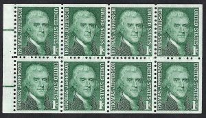 United States 1278a 1¢ Thomas Jefferson. Booklet pane of 8. Shiny gum. MNH