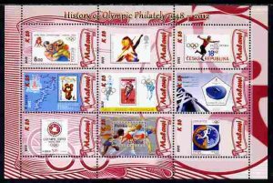 MALAWI - 2012 - History of Olympic Philately #8 -Perf 9v Sheet-MNH-Private Issue