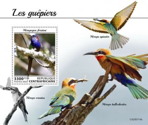 Central African Rep Birds on Stamps 2020 MNH Bee-Eaters Bee-Eater 1v S/S