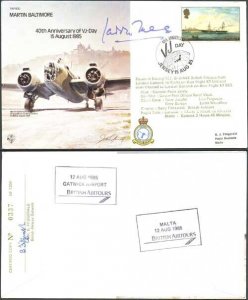 B35c Martin Baltimore 40th Anniv of VJ Day Signed by Laddie Lucas (F)