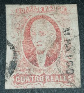Mexico 4 reales 1856 red Michel 4-I used