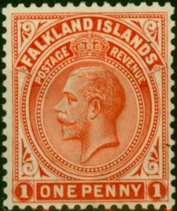 Falkland Islands 1920 1d Orange-Vermilion SG61d Thick Paper Fine MM