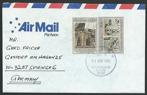 AUSTRALIA 1991 cover to Germany - nice franking - Sydney Pictorial pmk.....47244