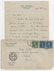 Ephemera: 1909 - Letter from a Yosemite tentsite to China