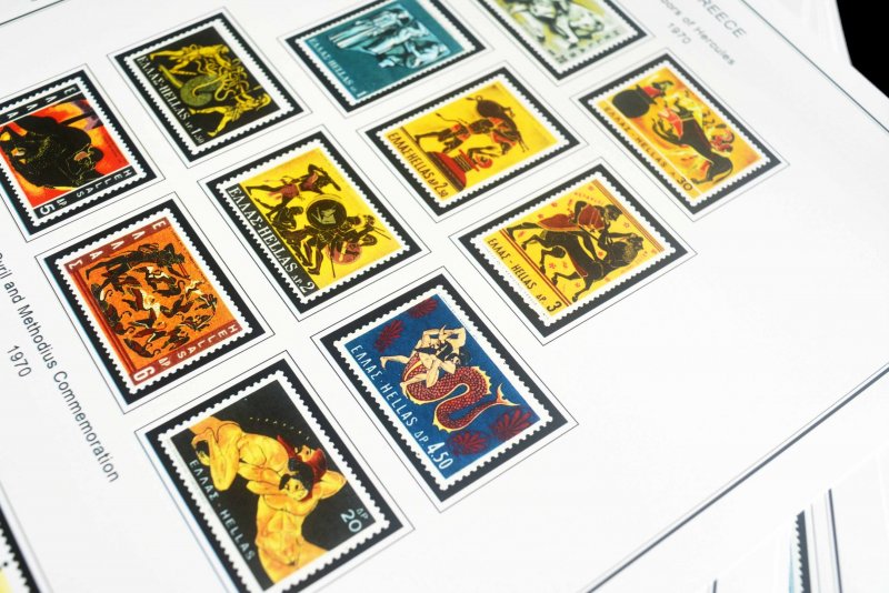 COLOR PRINTED GREECE [KINGDOM] 1945-1973 STAMP ALBUM PAGES (66 illustr. pages)