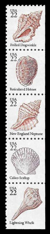 PCBstamps US #2117/2121e Strip $1.10(5x29c)Seashell, MNH, (20)
