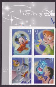 Scott #4195a (4192-95) Disney Magic Plate Block of 4 Stamps - MNH UL