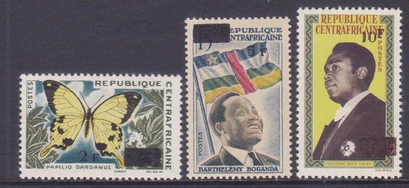 Central African Republic 58-60 MNH Full Surcharged Set Very Fine