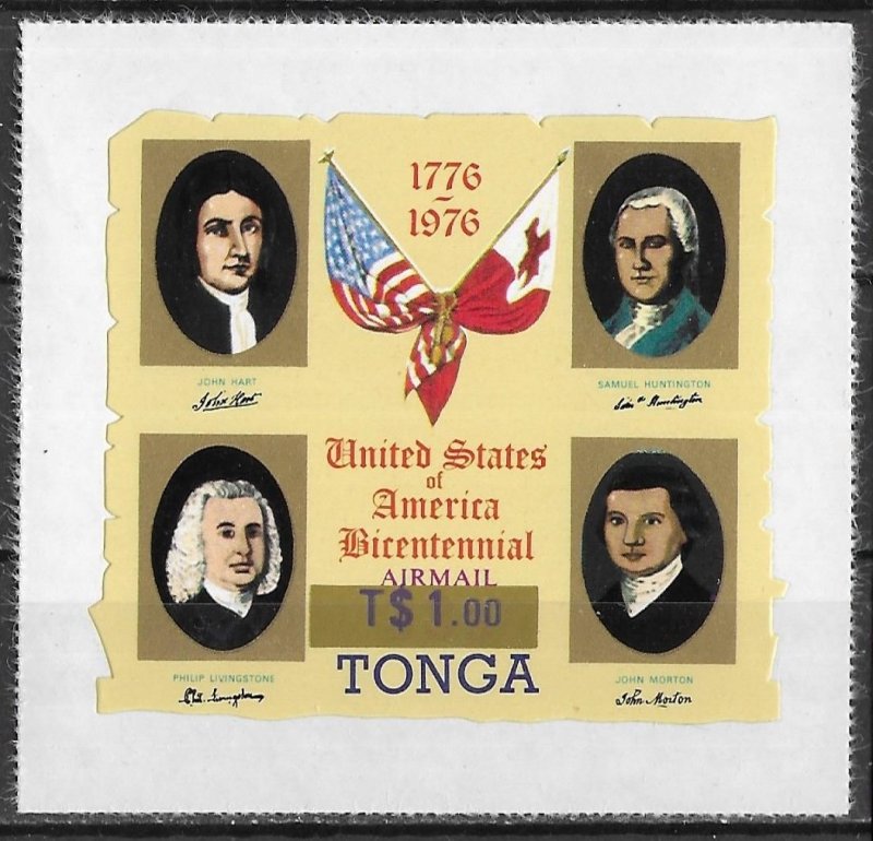 Tonga Overprinted American Bicentennial Die Cut issue of 1976, Scott C237, MNH